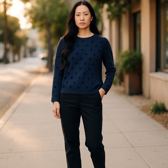 Thakoon Collective Navy Blue Polka Dot Sweater Cozy Pullover Size M - Picture 1 of 6